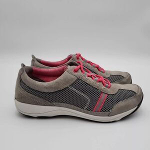 Dansko Shoes Womens 37 Helen Walking Sneakers‎ Gray/Pink Mesh Leather 4503241096